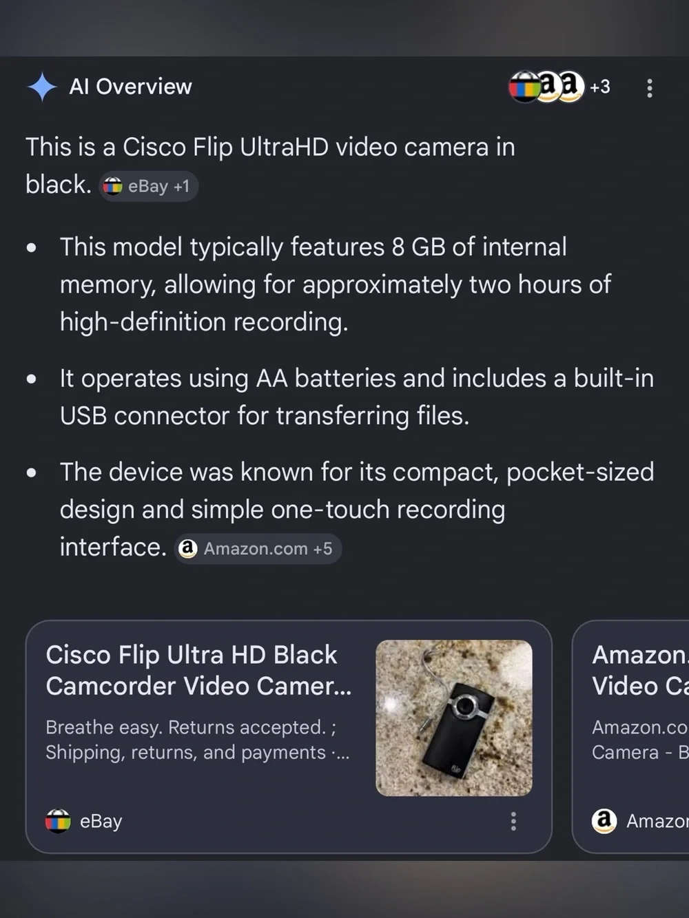 Cisco Flip UltraHD video camera in black.